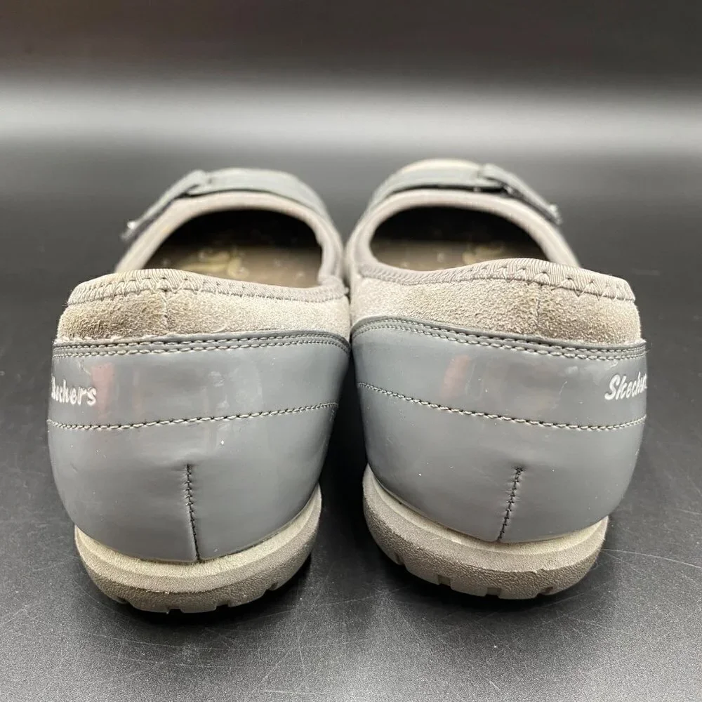 Skechers Gray Front Strap Hook Loop Ballet Flats Women’s Size 6.5